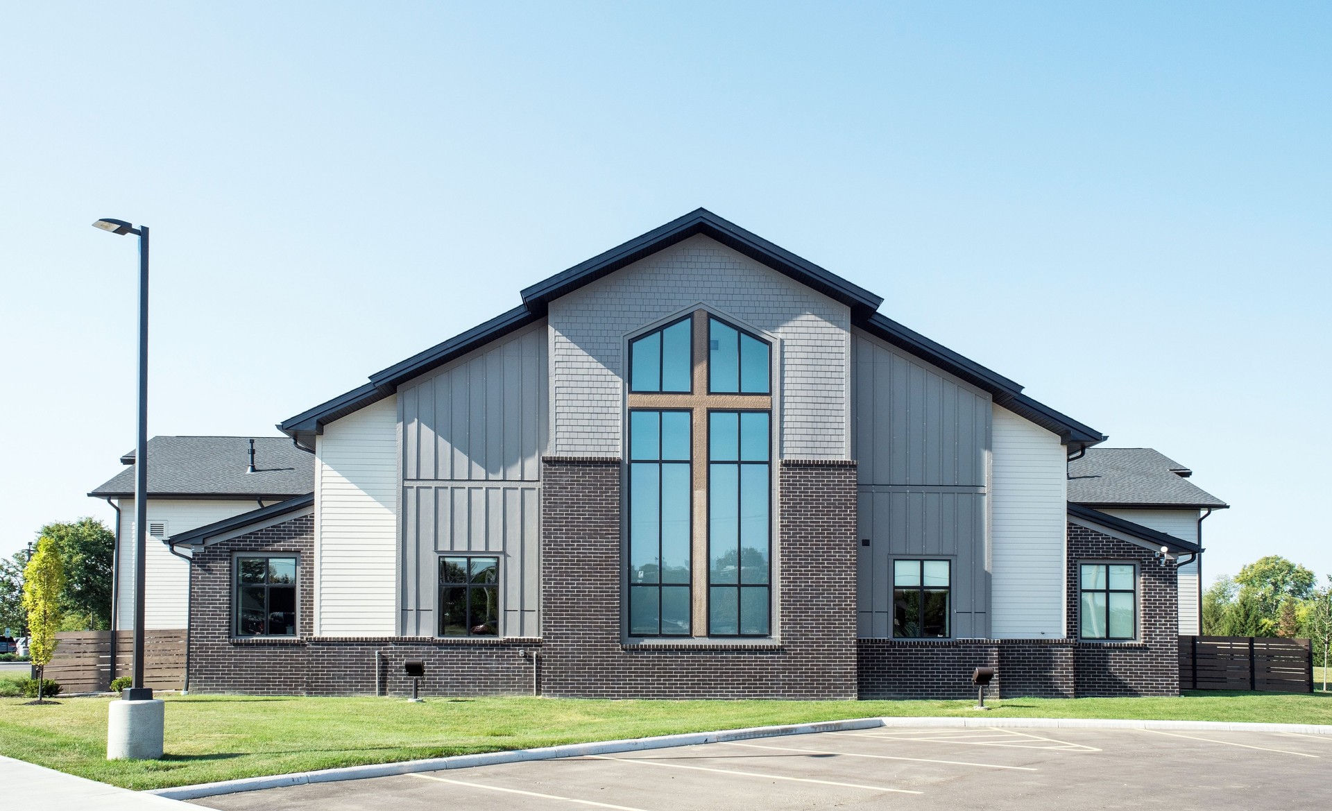 Modern Church with a Cross Shape Window